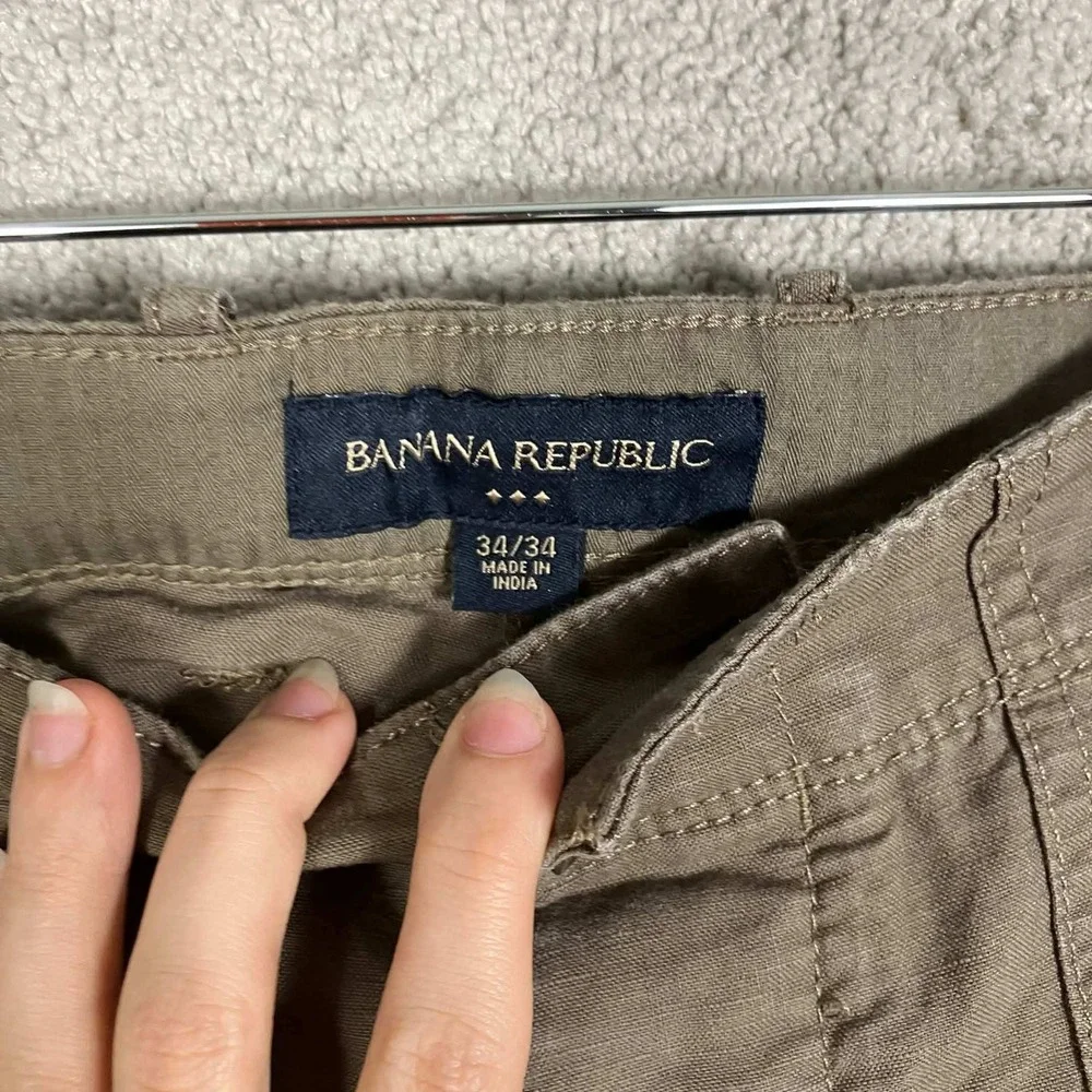 Banana Republic Pants Mens 34/34 Brown Linen Cotton Blend Utility Cargo Pocket